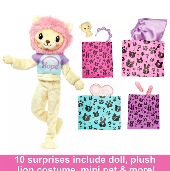 Barbie Cutie Reveal SLOTH Plush Costume Doll with 10 Surprises & Mini Pet - Picture 6 of 6